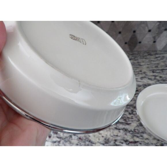 Lenox Solitaire Bowl Shallow Coupe Pasta Salad 7.5" Platinum Set of 2 FLAW READ - Picture 12 of 14